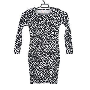 Womens LuLaRoe Black & White Polka Dot Bodycon Dress Long Sleeve Polyester XS